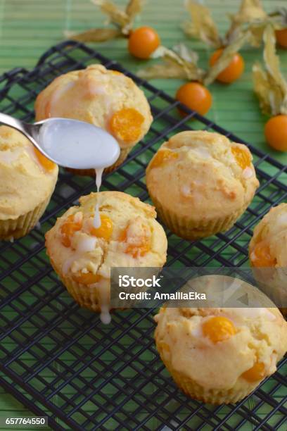 Physalis Muffins Stock Photo - Download Image Now - Baked, Breakfast, Cooling Rack