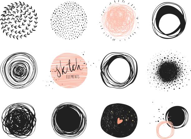 circles_04 - bleistiftzeichnung stock-grafiken, -clipart, -cartoons und -symbole