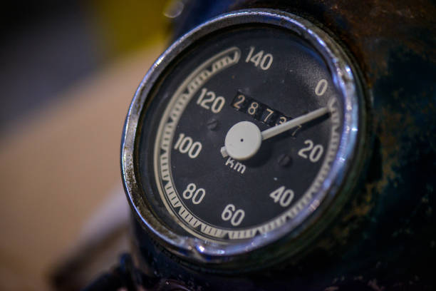 Motorcycle gauge (speedometer/odometer) close up