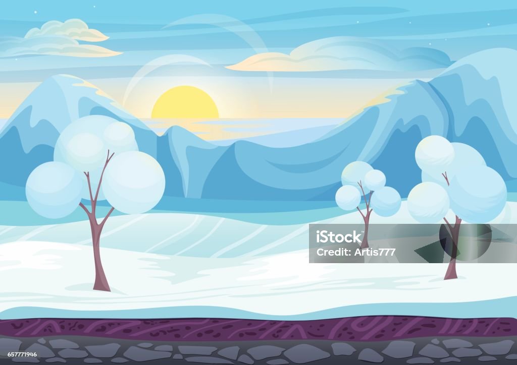 Ilustración de Paisaje De Estilo De Juego De Invierno De Dibujos Animados Con Hielo Árboles Cielo Nublado Y Montañas Nevadas Colinas Fondo Para Juegos y más Vectores Libres de Derechos de Azul - Ilustración de Paisaje De Estilo De Juego De Invierno De Dibujos Animados Con Hielo Árboles Cielo Nublado Y Montañas Nevadas Colinas Fondo Para Juegos y más Vectores Libres de Derechos de Azul -