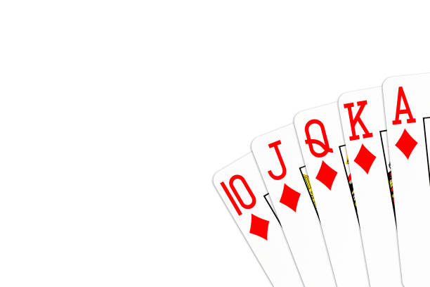 poker hand royal flush in diamonds isolated on white background