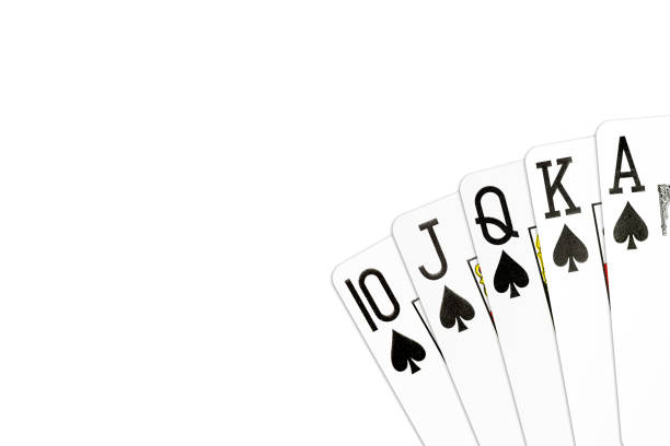 poker hand royal flush in spades isolated on white background