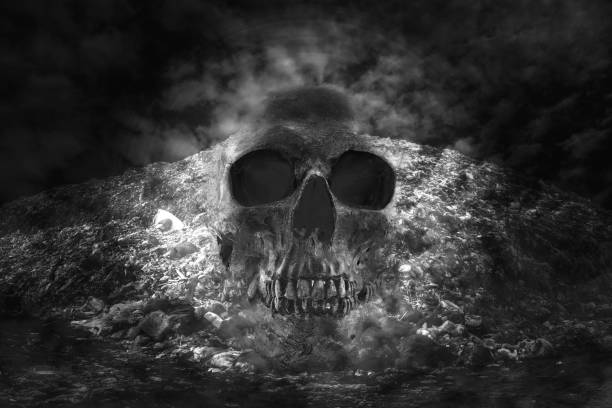 istock Double exposure skull scary concept Halloween day 657783532