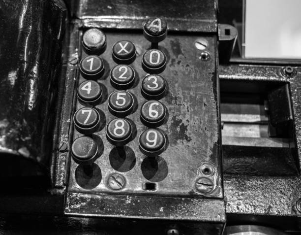 istock The old and vintage keyboard of a control panel 657787512