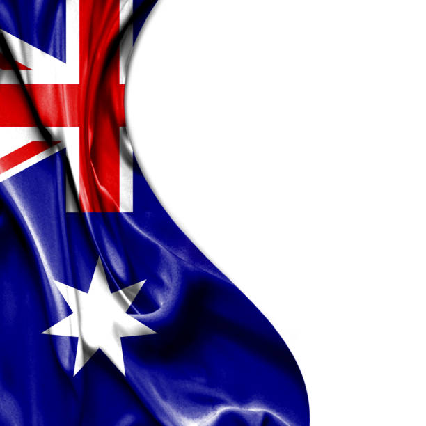 istock Australia waving satin flag isolated on white background 657787996