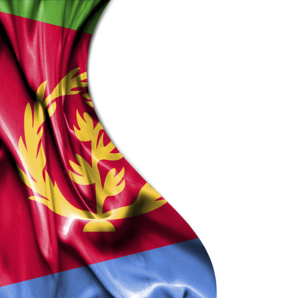 Eritrea waving silky flag isolated on white background