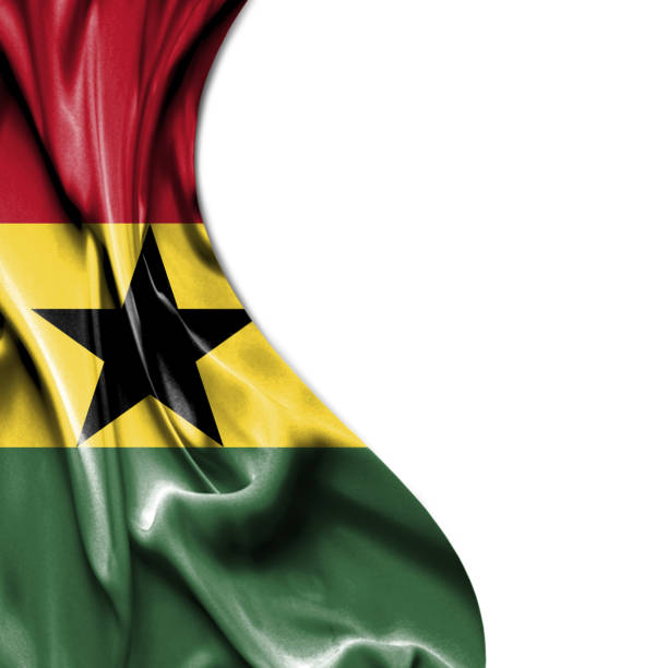 istock Ghana waving satin flag isolated on white background 657788272