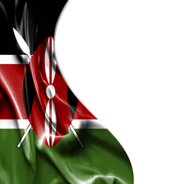 Kenya waving silky flag isolated on white background