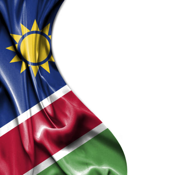 istock Namibia waving satin flag isolated on white background 657791016