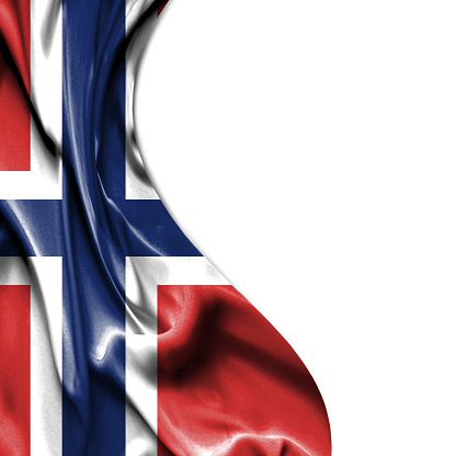 Norway waving silky flag isolated on white background