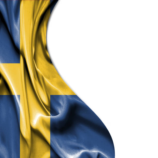 istock Sweden waving satin flag isolated on white background 657791150