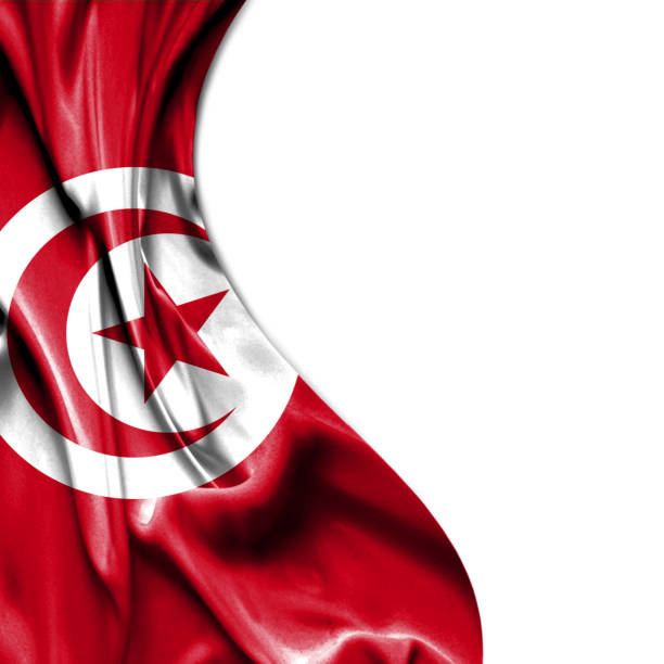 Tunisia waving silky flag isolated on white background