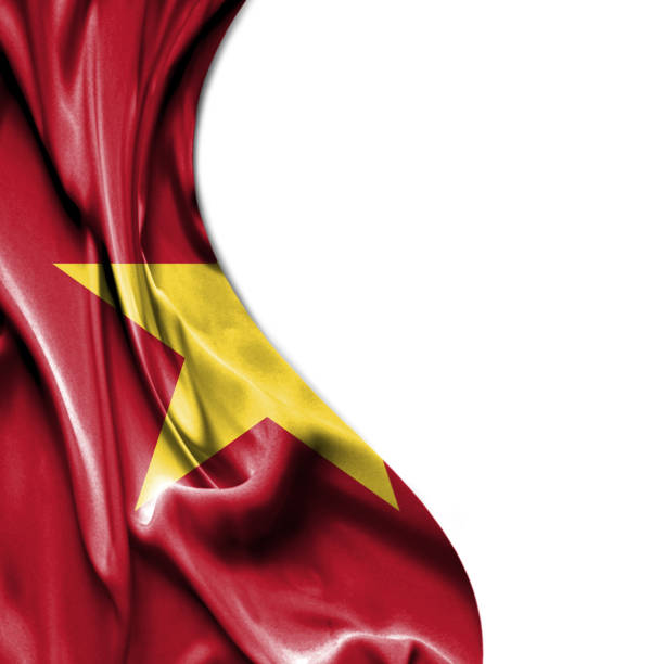 istock Vietnam waving satin flag isolated on white background 657791188