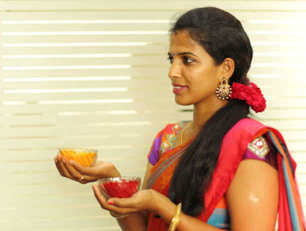 istock Indian Woman With Turmeric & Kum Kum 657798546