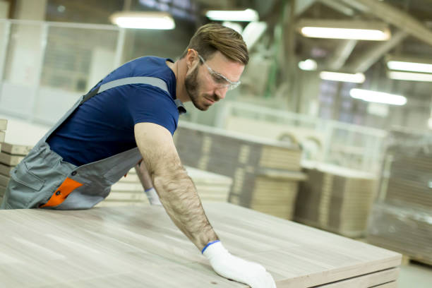 istock Handsome young man working in the lumber factory 657804744