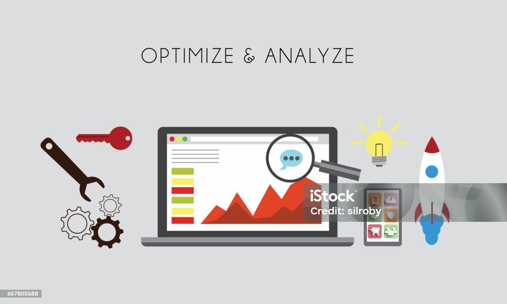 Beautiful Optimaisation Web Optimization Optimize And Analize Flat Concept Stock Illustration ...