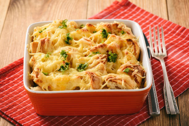 istock Bread casserole with chicken, spinach,eggs and cheese known as strata. 657806130