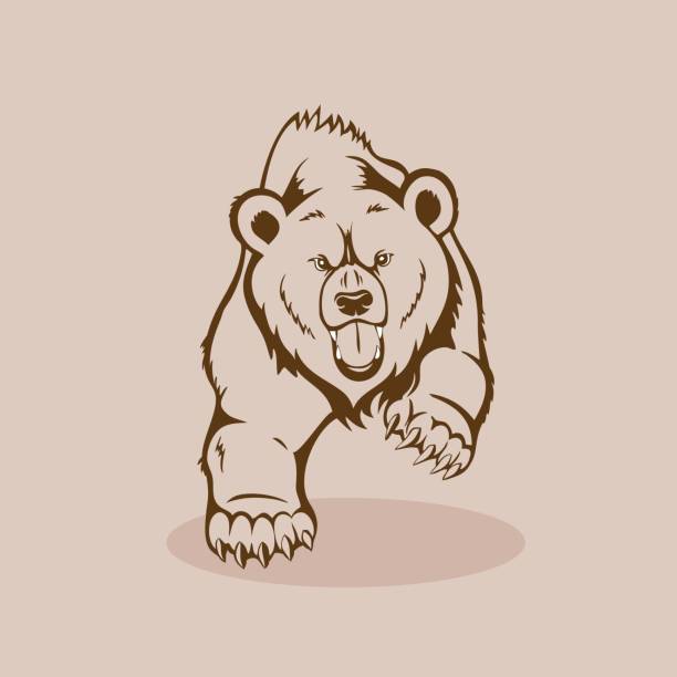Angry Grizzly Bear vector art illustration