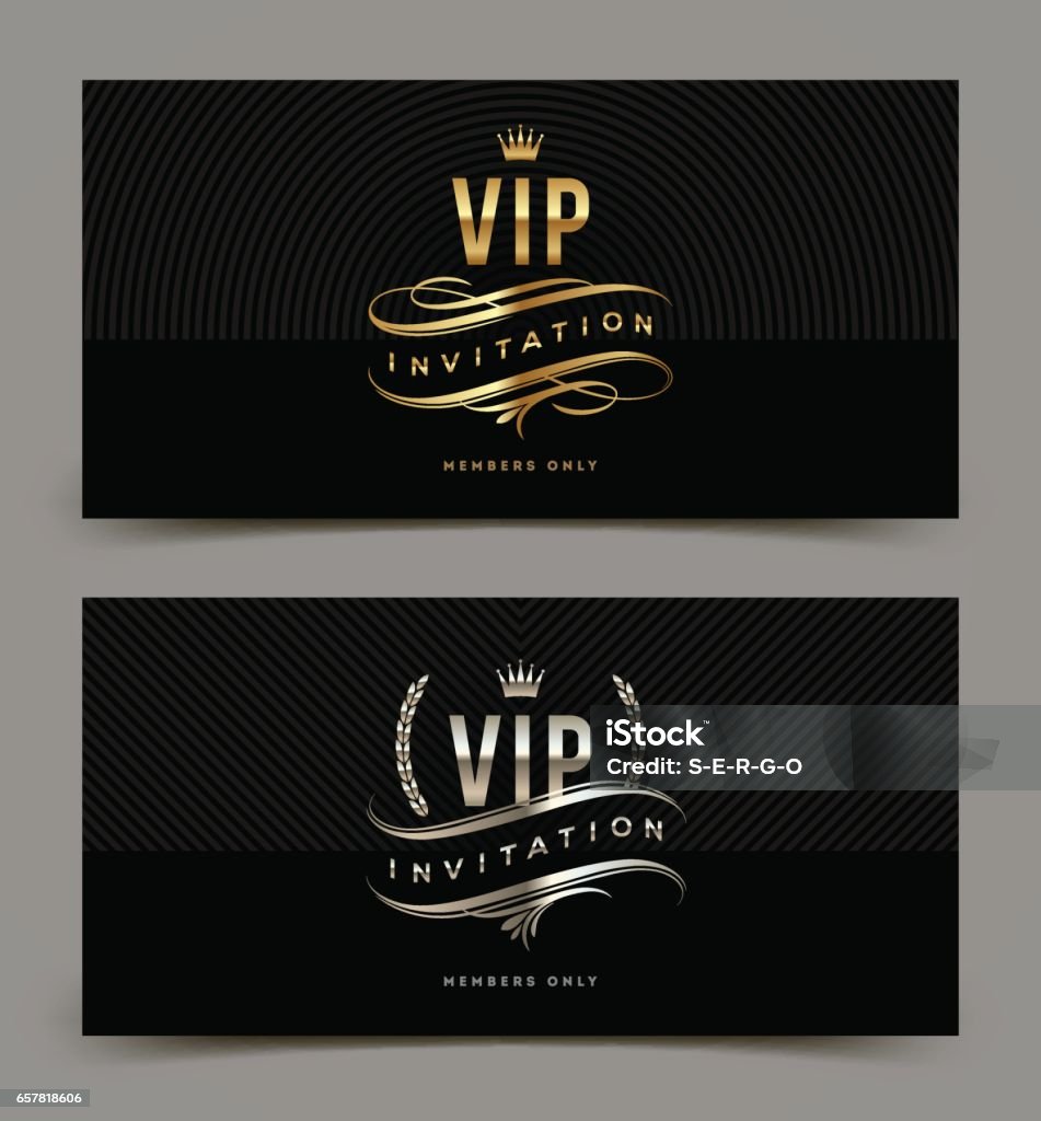 Goldene und Platin VIP-Einladung Vorlage - Lizenzfrei Berühmte Persönlichkeit Vektorgrafik