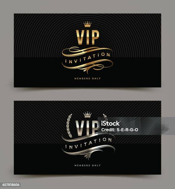Golden And Platinum Vip Invitation Template Stock Illustration - Download Image Now - Celebrities, First Class, Invitation