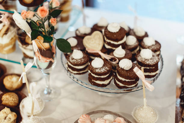 istock rows of italian mignon cakes on a glass stand 657819790