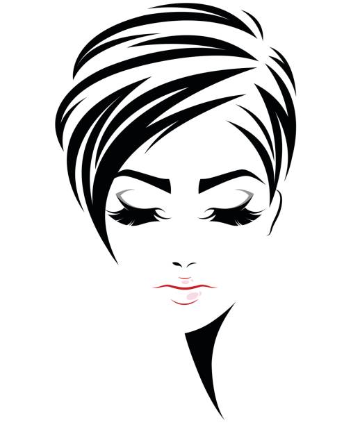 Women Short Hair Style Icon Logo Women Face Stock Illustration - Download  Image Now - Women, Human Face, Beauty - iStock