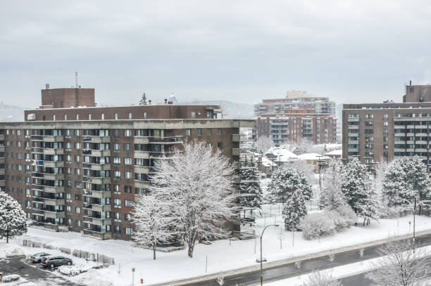 istock Expensive Condo buildings under snow  in Montreal 657836250