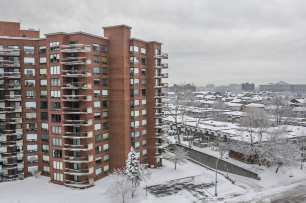 istock Expensive Condo buildings under snow  in Montreal 657836268