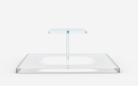 two tiers of square glass stand by 3D rendering
