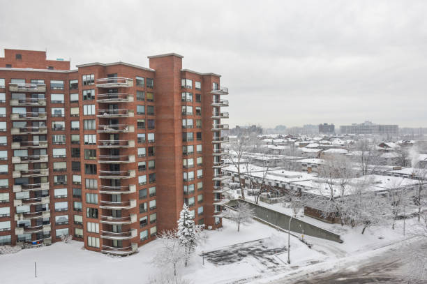istock Expensive Condo buildings under snow  in Montreal 657836438