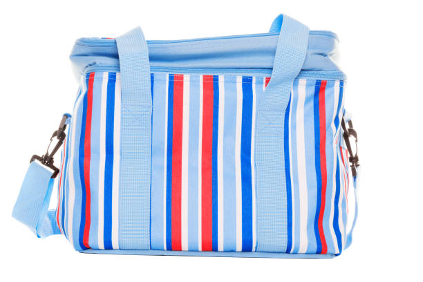 istock Striped lunch pack carrier on a white background 657837082