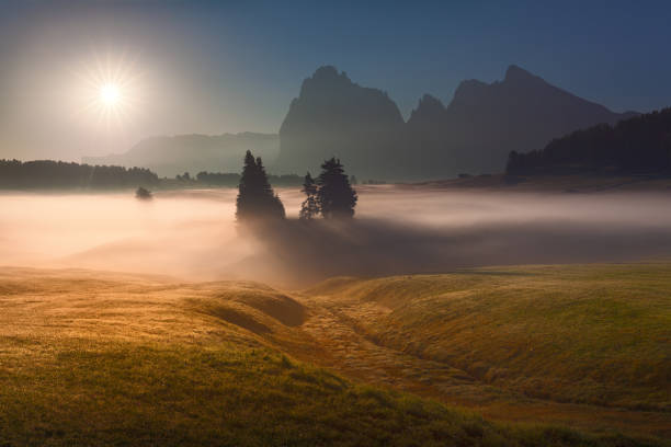 istock Idyllic mountain scenery against the sunlight 657841206