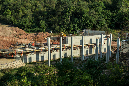 Road construction site, building new highway