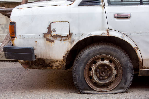 istock Tire leak car wheel. 657847828