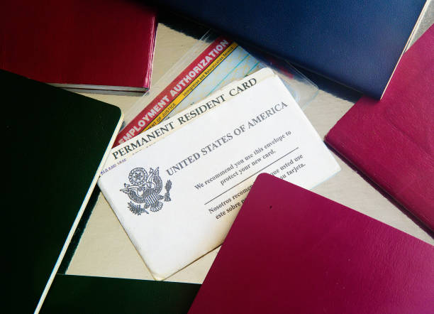 istock USA Green Card with passports 657859204