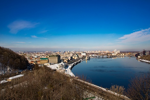 Panorama a Kiev with the arch of Friendship of Peoples, Ukraine