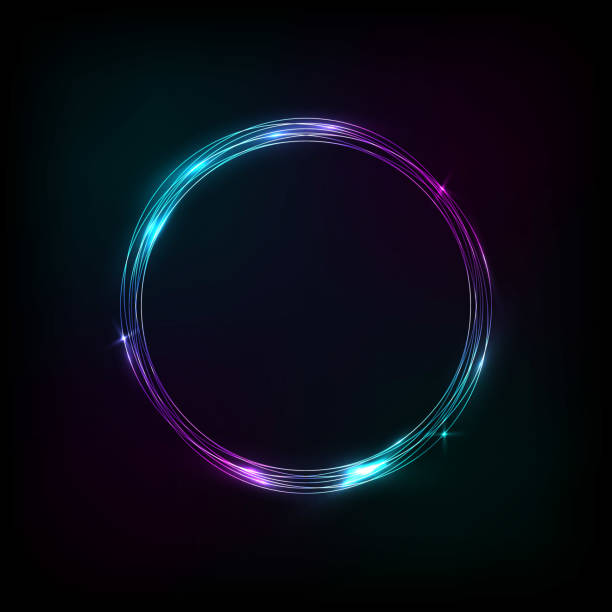 ilustrações de stock, clip art, desenhos animados e ícones de glowing circle banner purple-blue - purple circle frame design