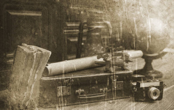 istock Photo with aged effect Vintage Traveller items 657865284