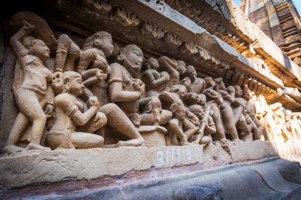 카 주 라 호, 인도에서 유명한 사원에 고 대 옅은. 대부분 카 주 라 호 사원 - kama sutra temple 뉴스 사진 이미지
