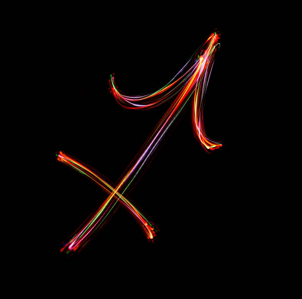 istock Zodiac sign from led light on black background. 657869328