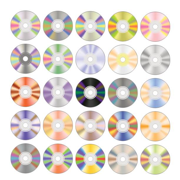 reihe von bunten verschiedenen cds - box white blank computer software stock-grafiken, -clipart, -cartoons und -symbole