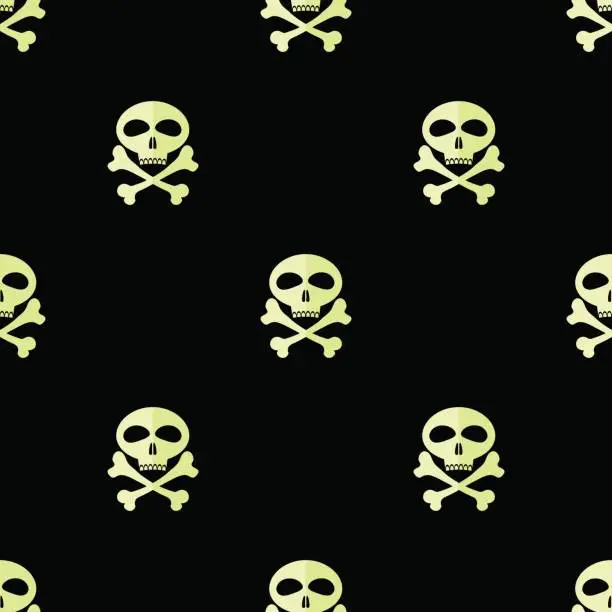 Vector illustration of Skull Cross Bones Seamless Pattern