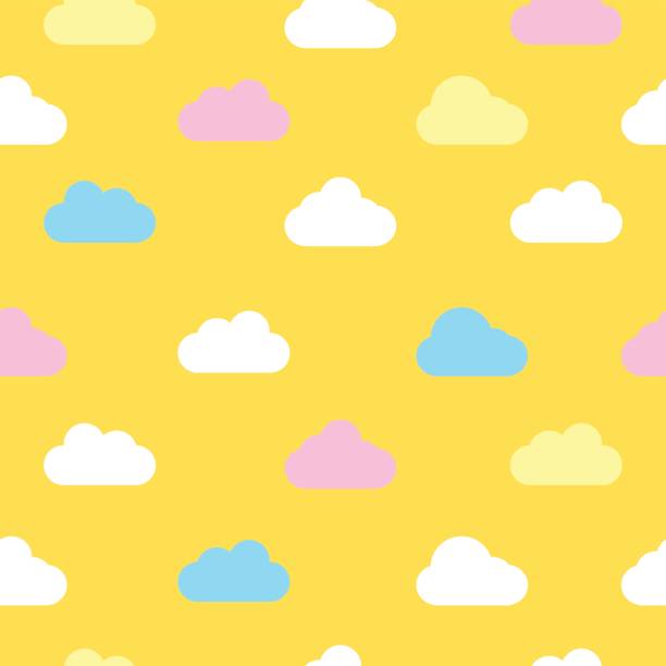Yellow sky with clouds. Vector seamless background vector art illustration
