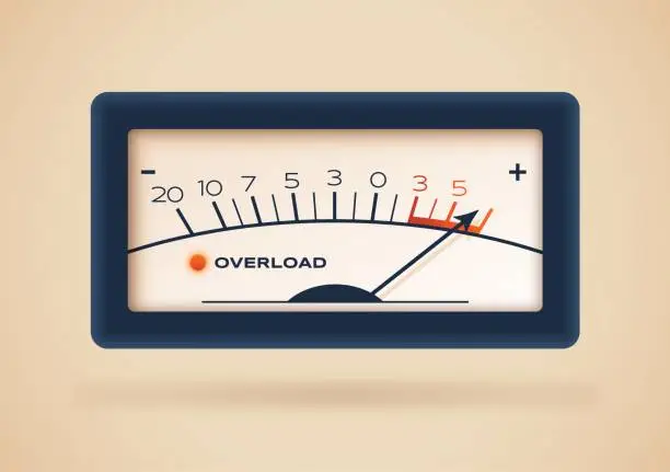 Vector illustration of Overload Retro Gauge