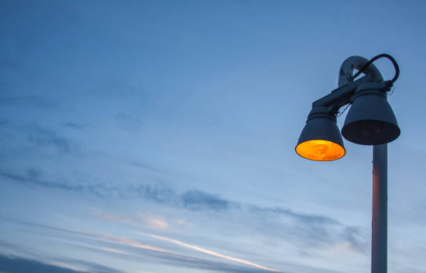 istock Old street lamp at sunset. 657893806