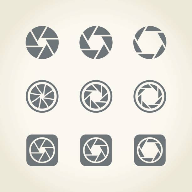 ikony migawki aparatu - aperture shutter symbol computer icon stock illustrations