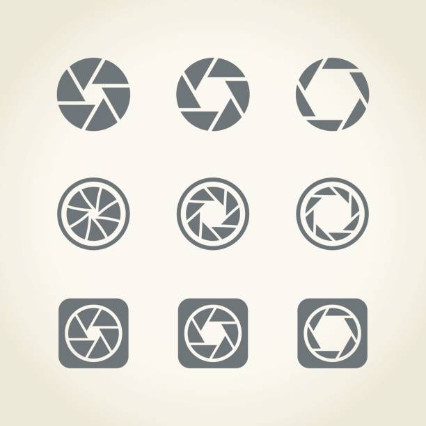 camera shutter icons Camera shutter icons,vector illustration. target shooting photos stock illustrations