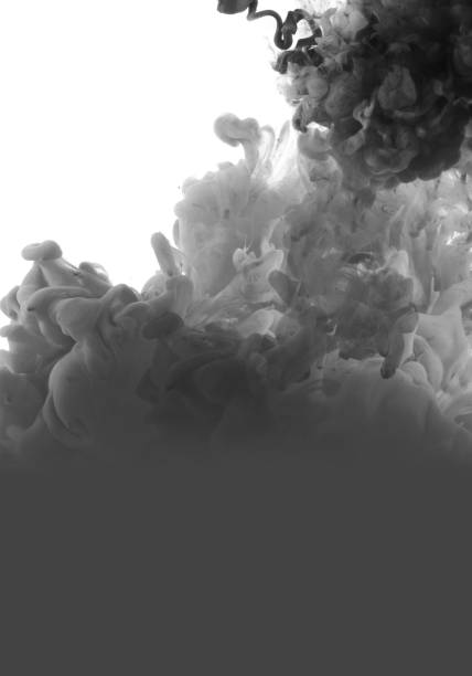 istock Acrylic black and white colors and ink in water. Abstract background. 657894752
