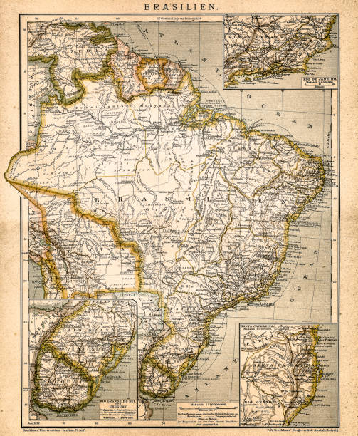 Antique illustration of a South America map