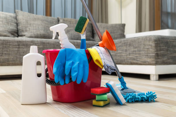 istock Cleaning service. Sponges, chemicals and mop. 657895184